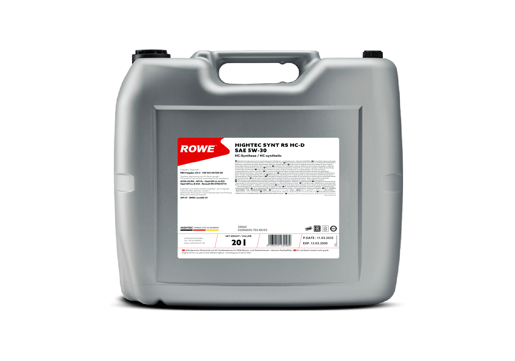 HIGHTEC SYNT RS HC-D SAE 5W-30 image 4 20L